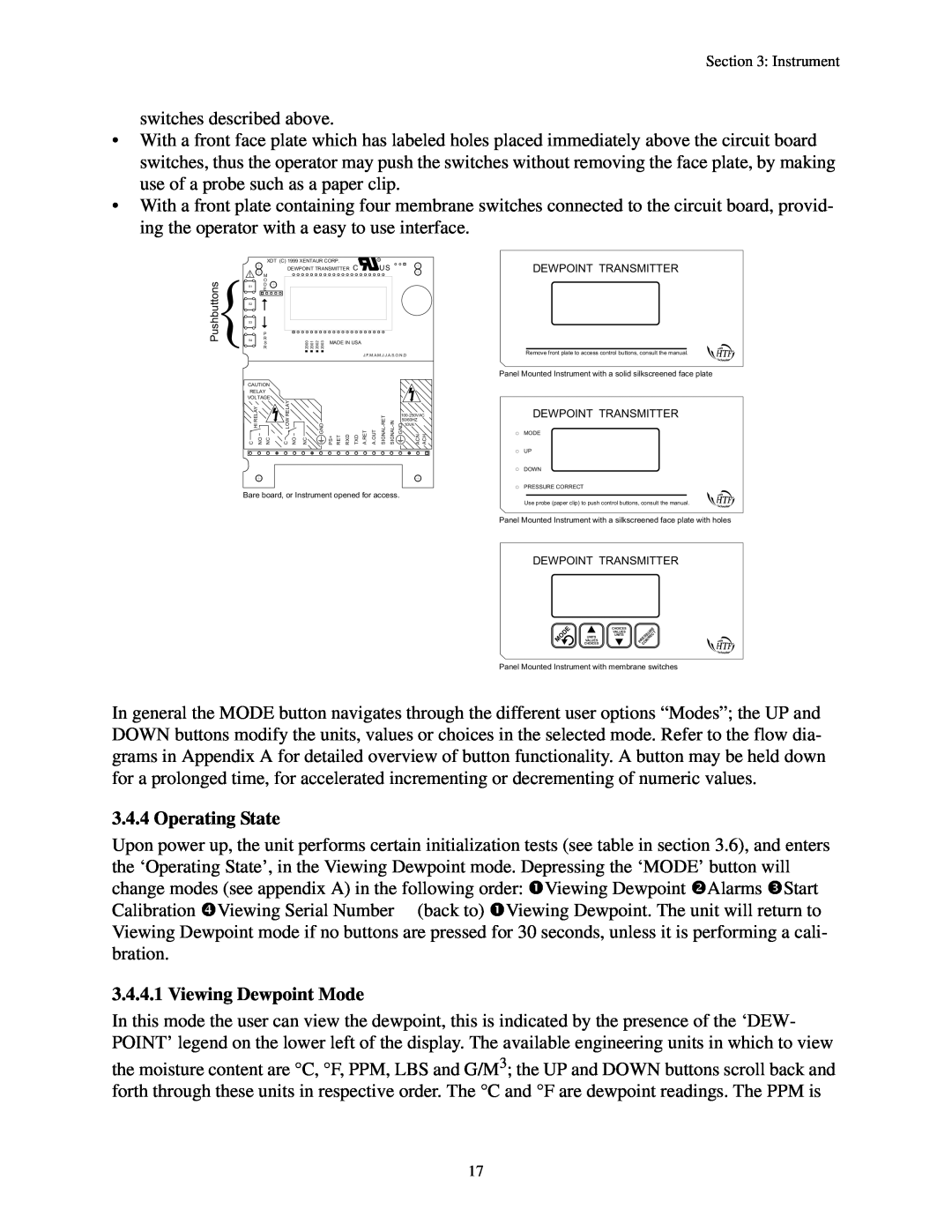Epson XDT manual Operating State, Viewing Dewpoint Mode 