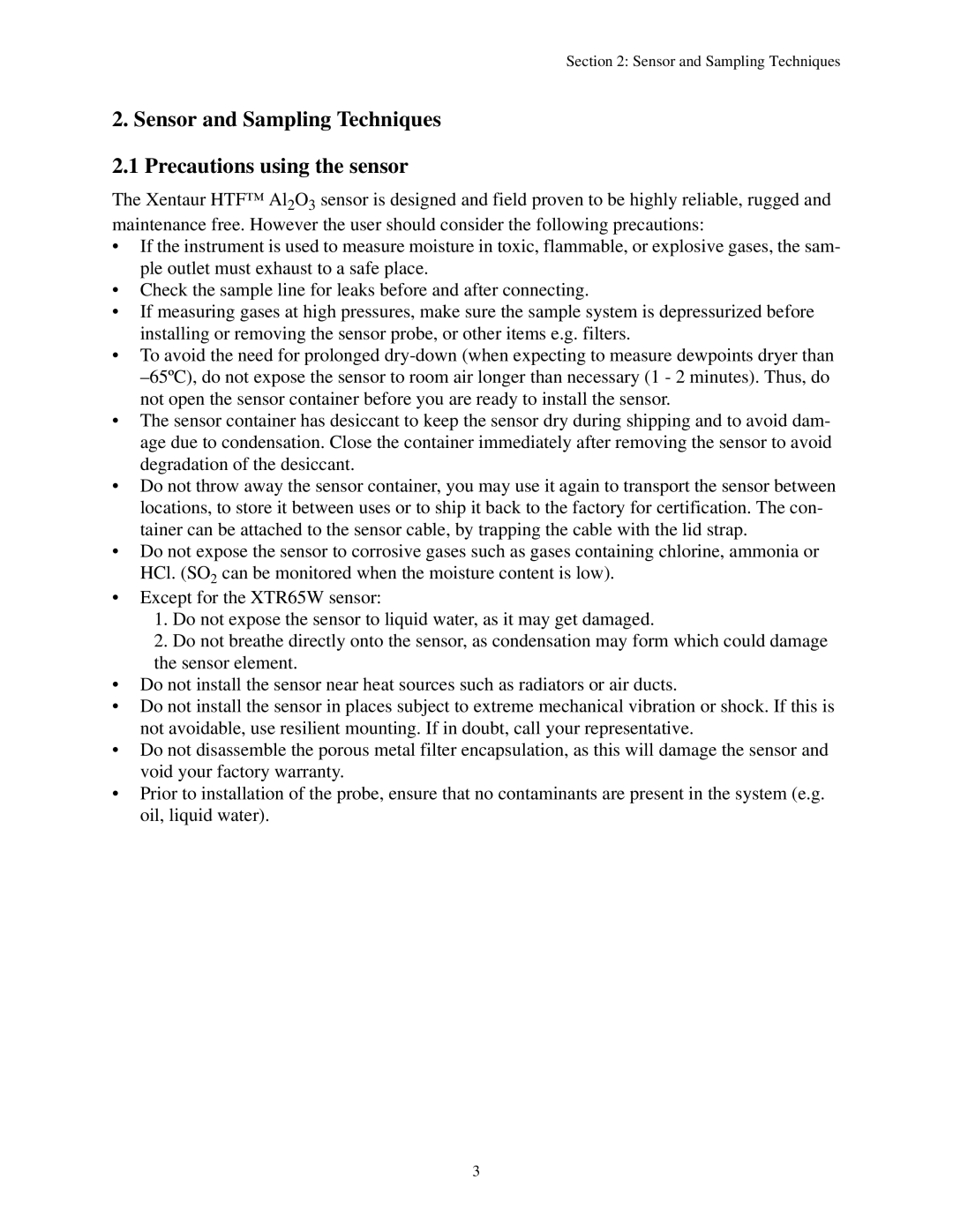 Epson XDT manual Sensor and Sampling Techniques Precautions using the sensor 