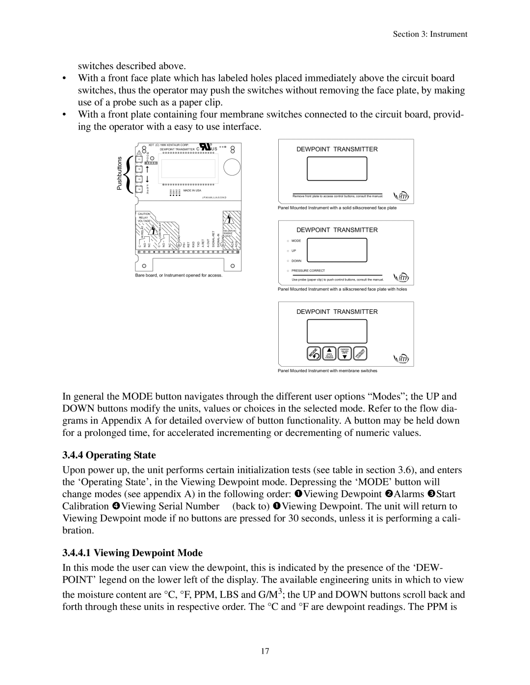 Epson XDT manual Operating State, Viewing Dewpoint Mode 