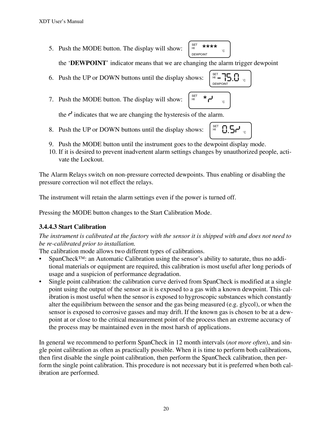 Epson XDT manual Hi **** ˚C, Start Calibration 