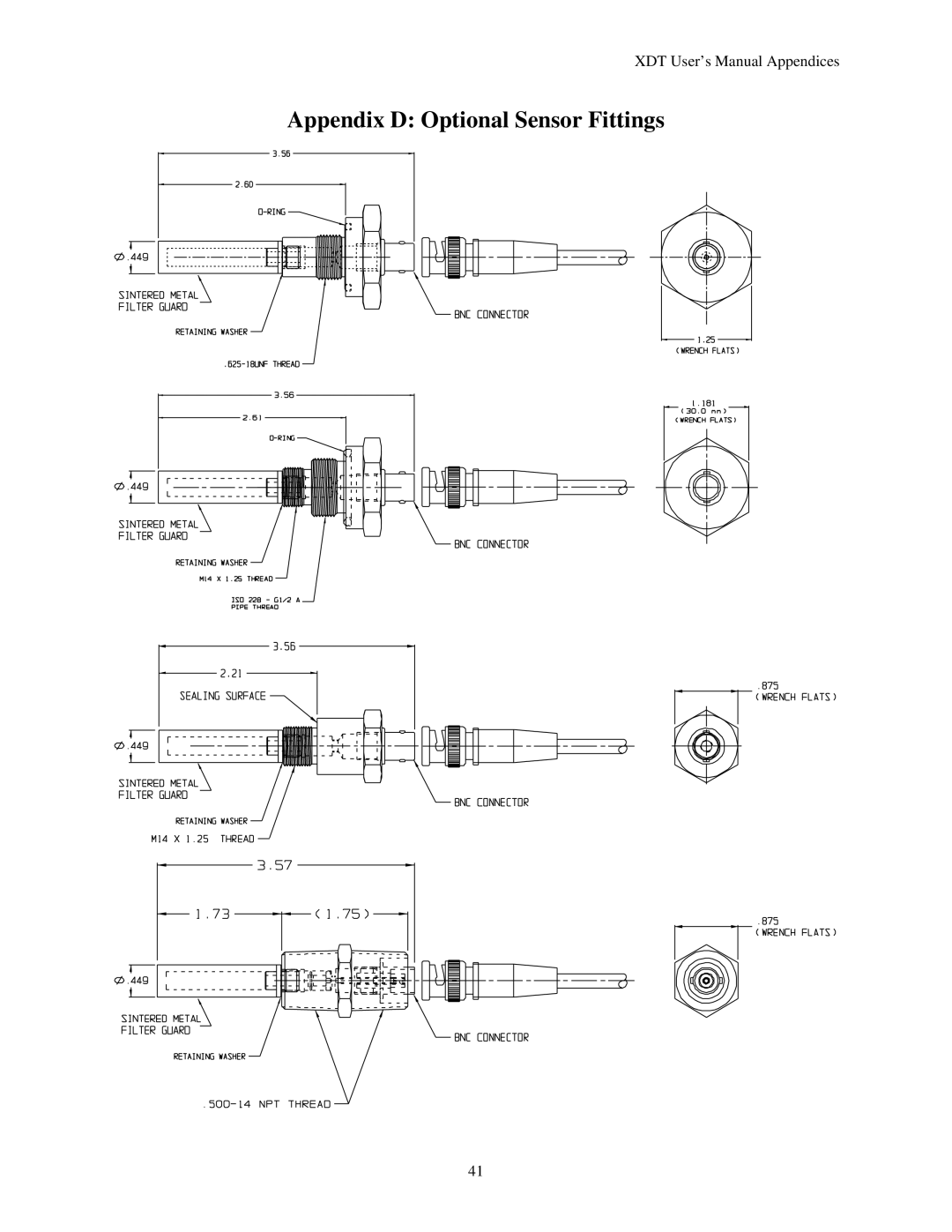 Epson XDT manual Appendix D Optional Sensor Fittings 