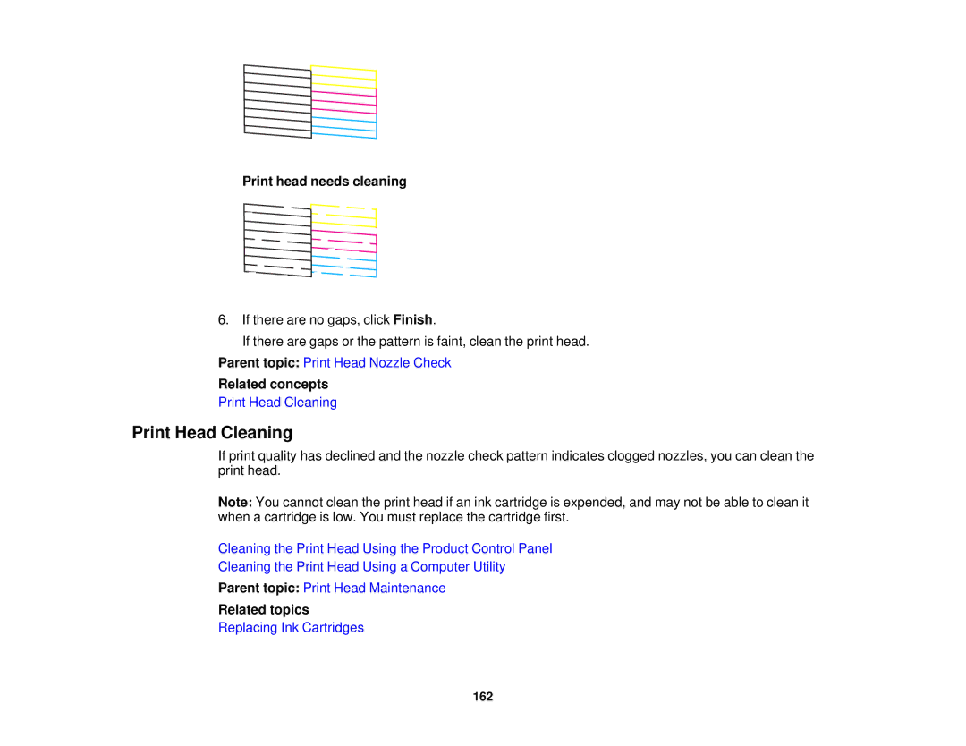 Epson XP-310 manual Print Head Cleaning, Related topics 