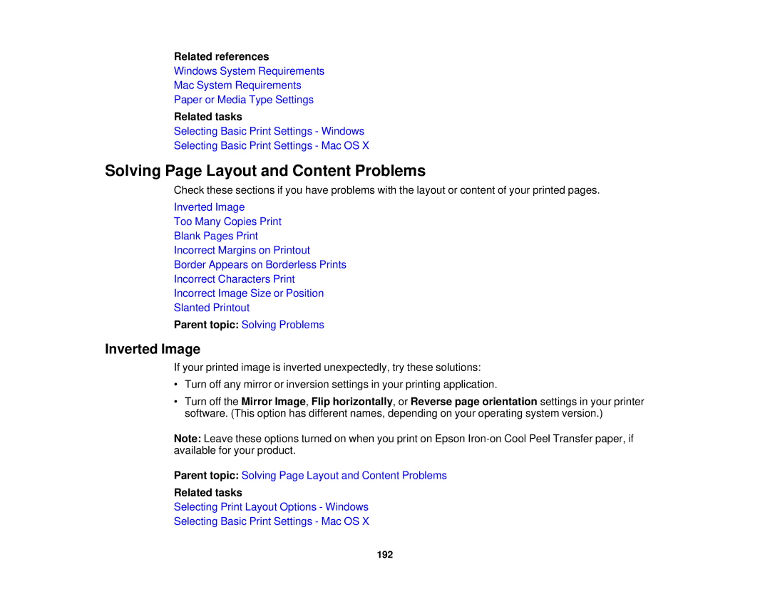 Epson XP-310 manual Solving Page Layout and Content Problems, Inverted Image 