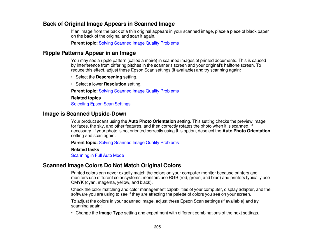 Epson XP-310 manual Back of Original Image Appears in Scanned Image, Ripple Patterns Appear in an Image 