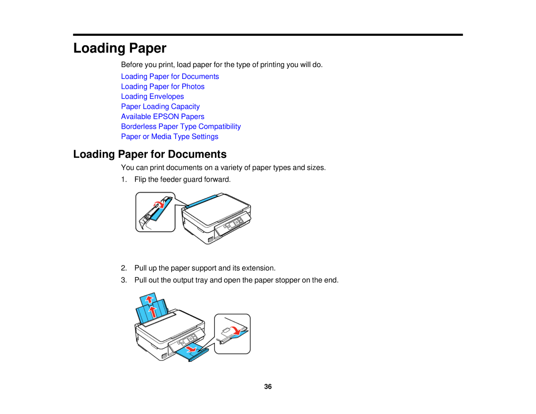 Epson XP-310 manual Loading Paper for Documents 