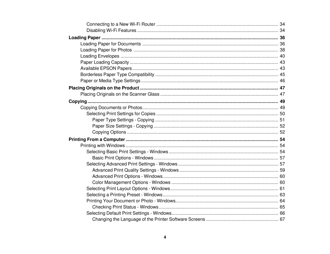 Epson XP-310 manual Loading Paper, Placing Originals on the Product, Copying, Printing From a Computer 