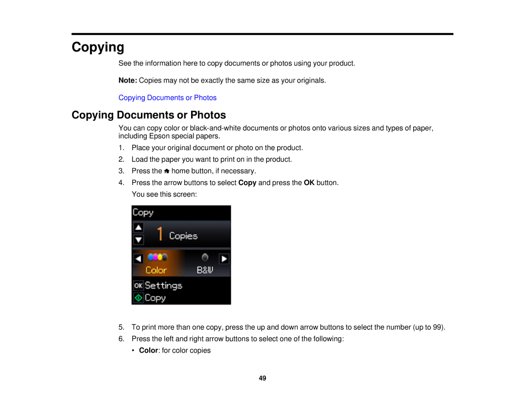 Epson XP-310 manual Copying Documents or Photos 