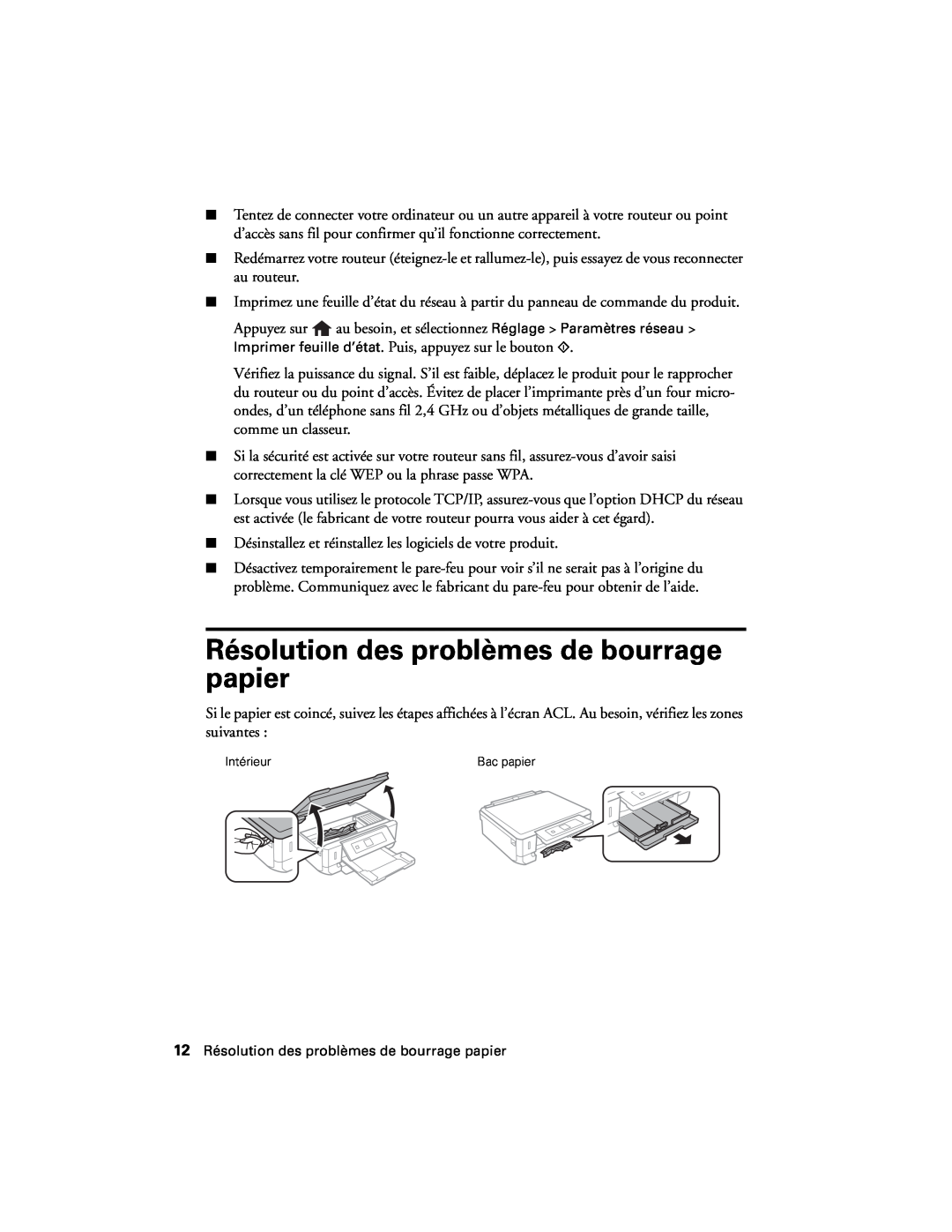 Epson XP-520 manual Résolution des problèmes de bourrage papier 