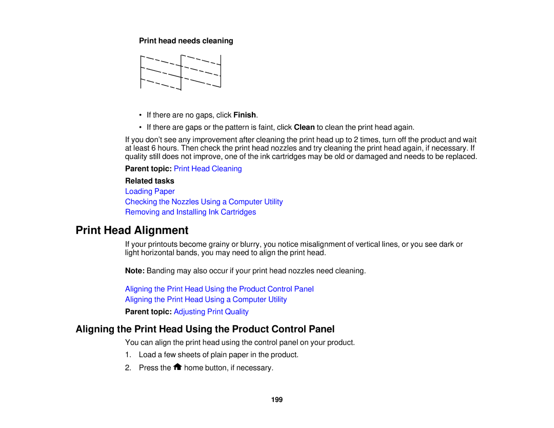 Epson XP-520 manual Print Head Alignment, Aligning the Print Head Using the Product Control Panel 