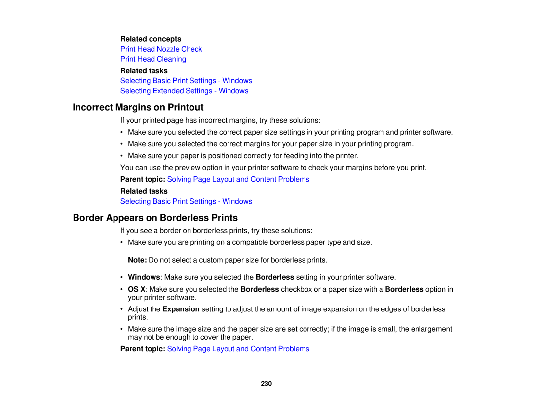 Epson XP-520 manual Incorrect Margins on Printout, Border Appears on Borderless Prints 