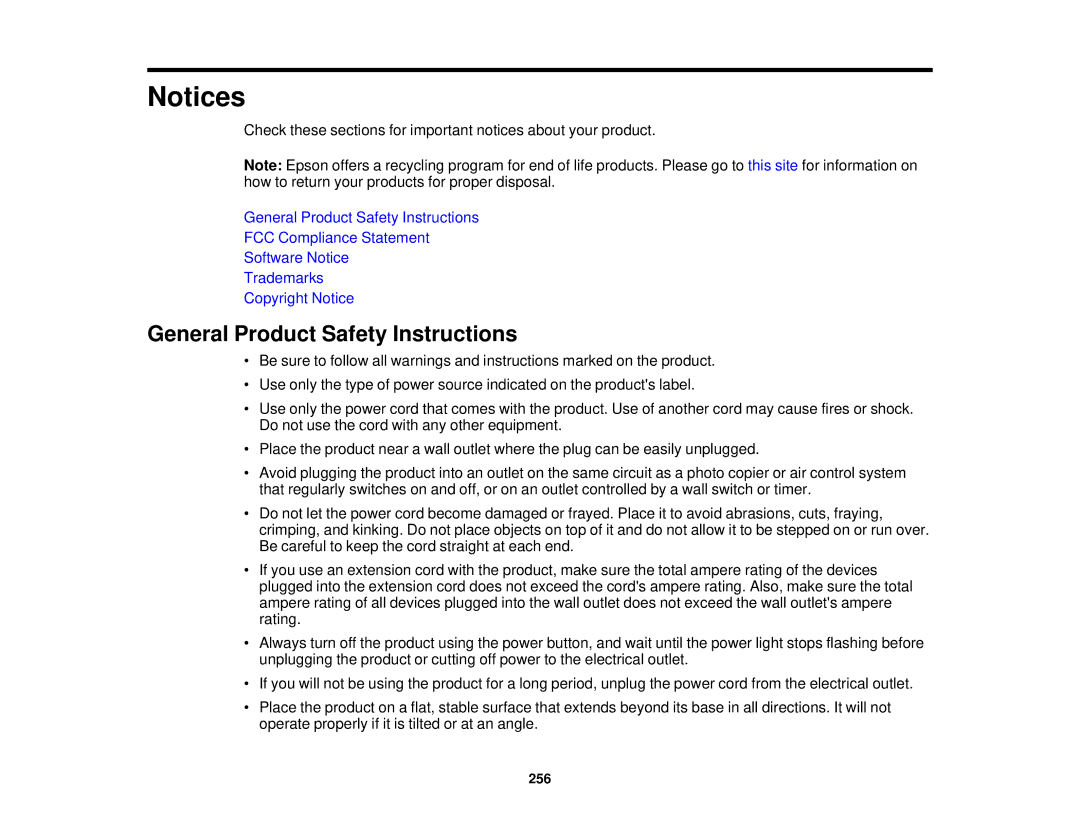 Epson XP-520 manual General Product Safety Instructions 