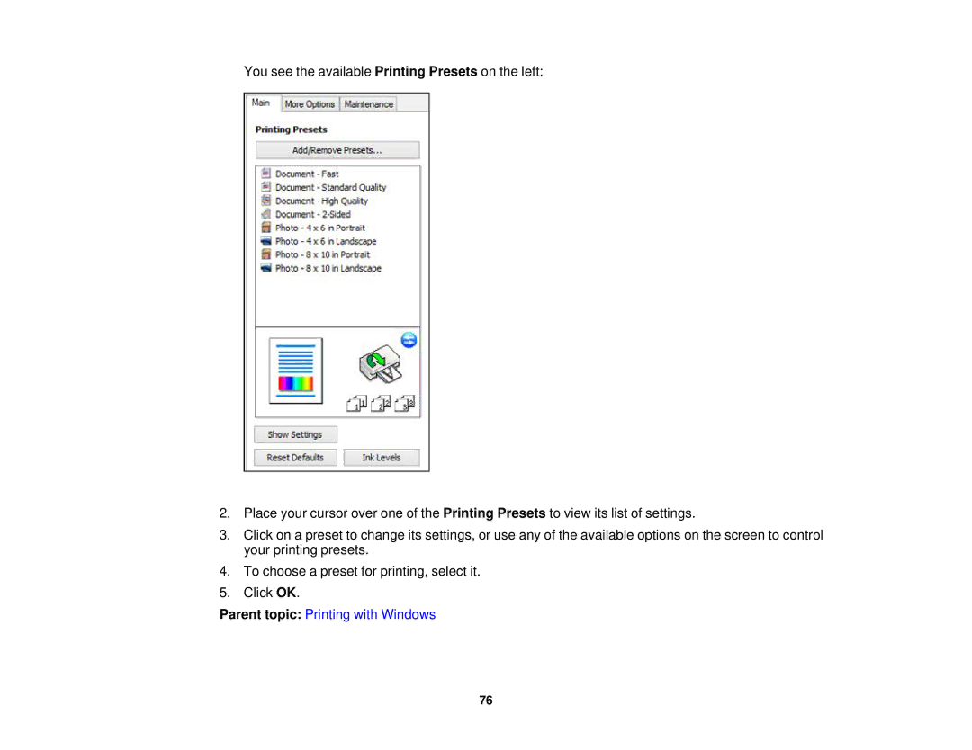 Epson XP-520 manual Parent topic Printing with Windows 