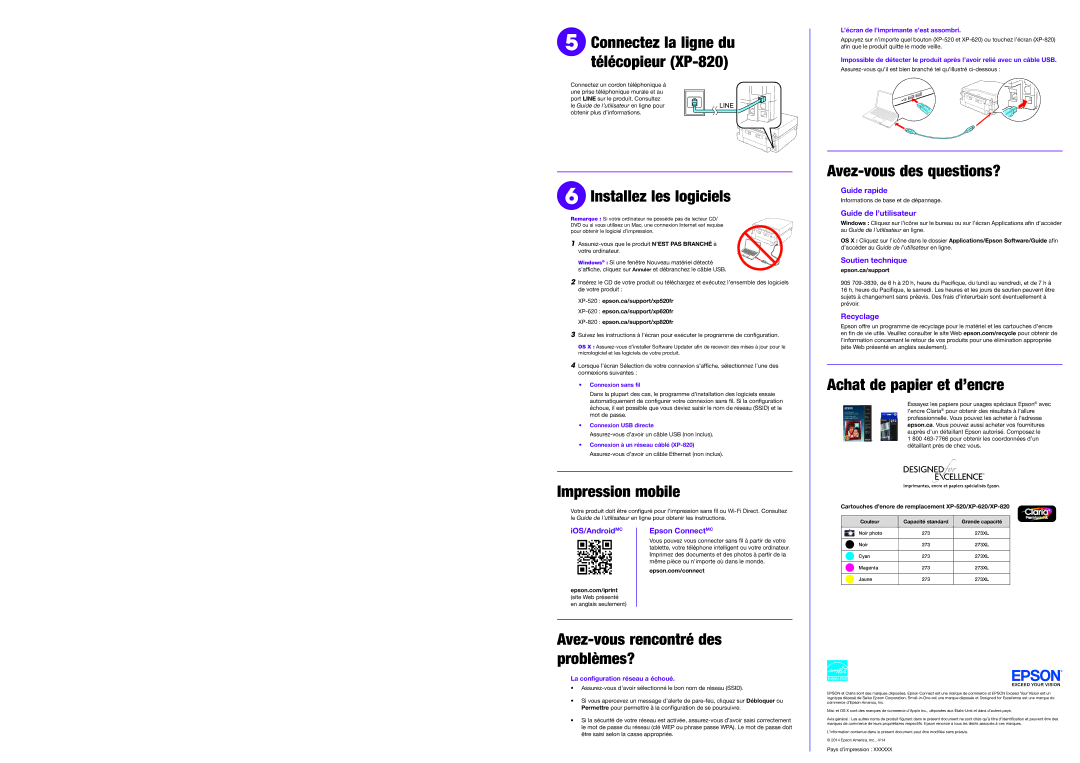 Epson XP-520/XP-620/XP-820 manual Installez les logiciels, Impression mobile, Avez-vous des questions? 