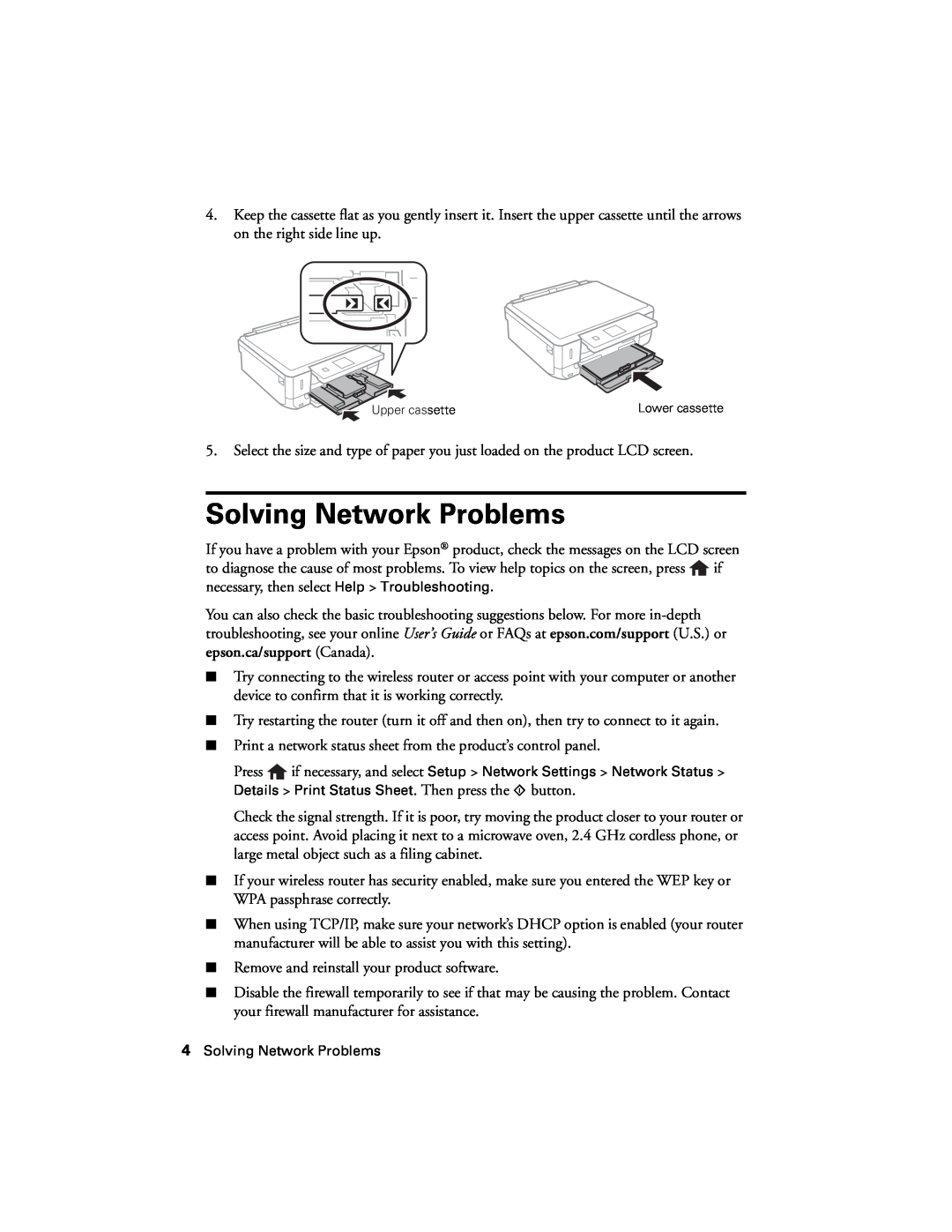 Epson XP-620 manual Solving Network Problems 