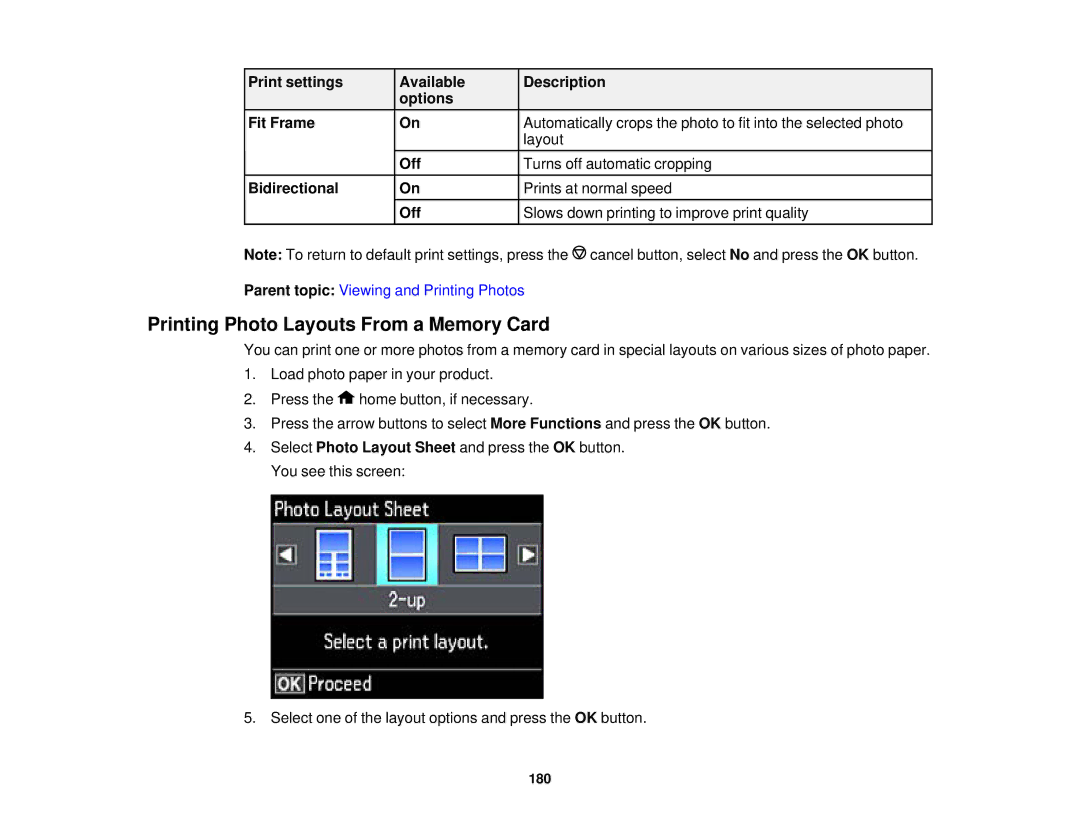 Epson XP-620 manual Printing Photo Layouts From a Memory Card 