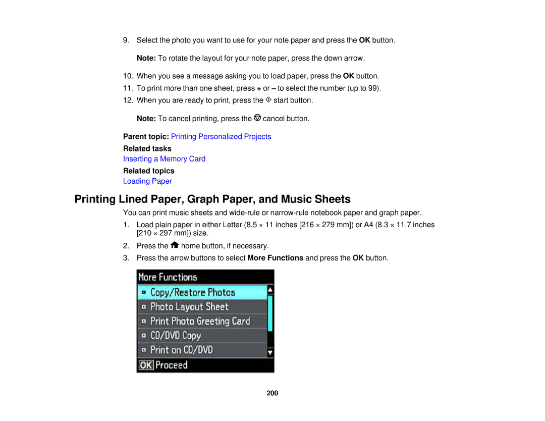 Epson XP-620 manual Printing Lined Paper, Graph Paper, and Music Sheets 