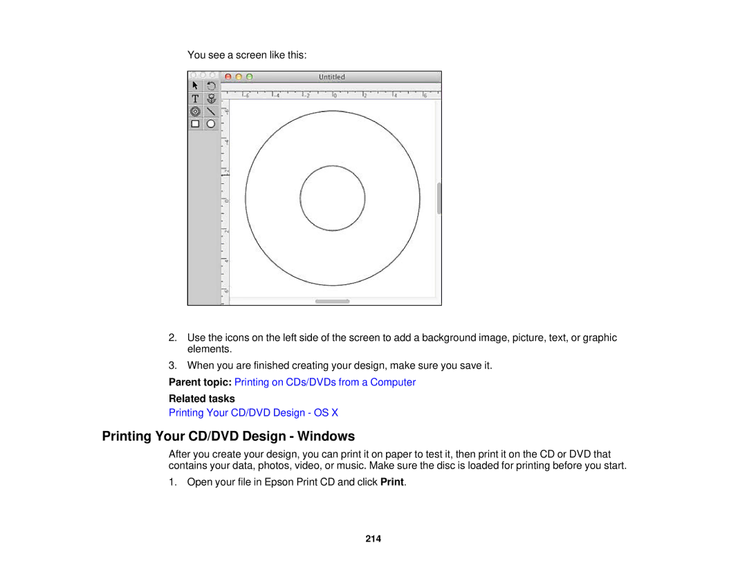 Epson XP-620 manual Printing Your CD/DVD Design Windows 