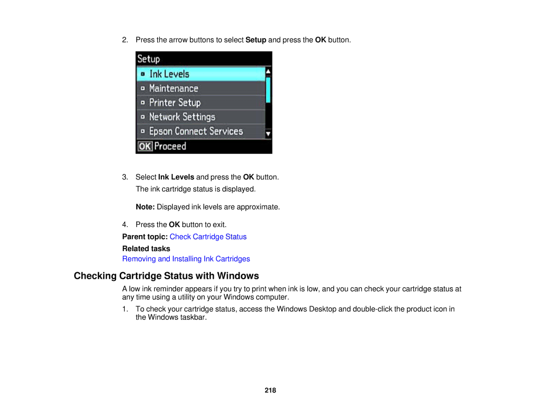 Epson XP-620 manual Checking Cartridge Status with Windows 