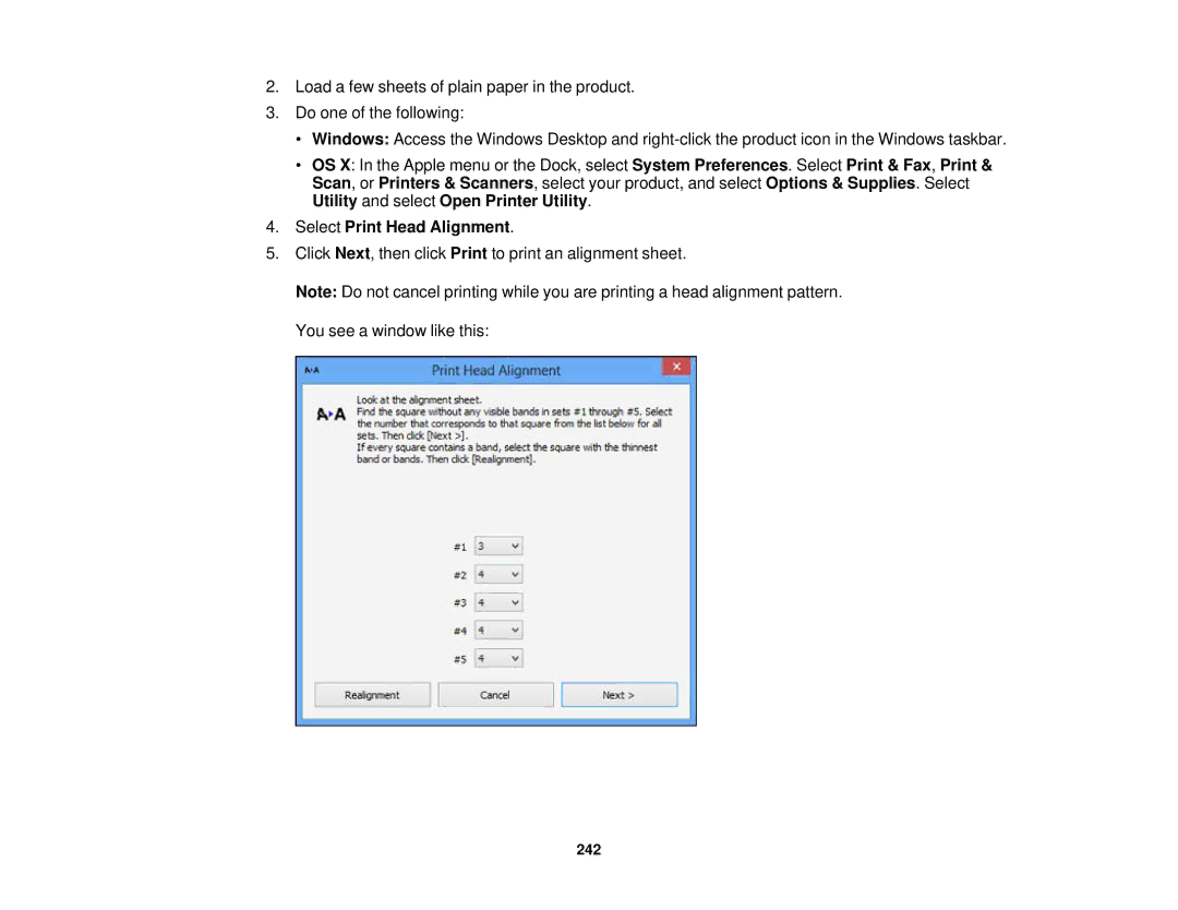 Epson XP-620 manual Select Print Head Alignment 