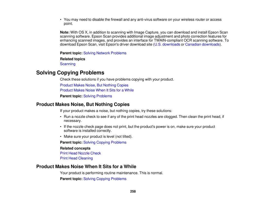 Epson XP-620 manual Solving Copying Problems, Product Makes Noise, But Nothing Copies 