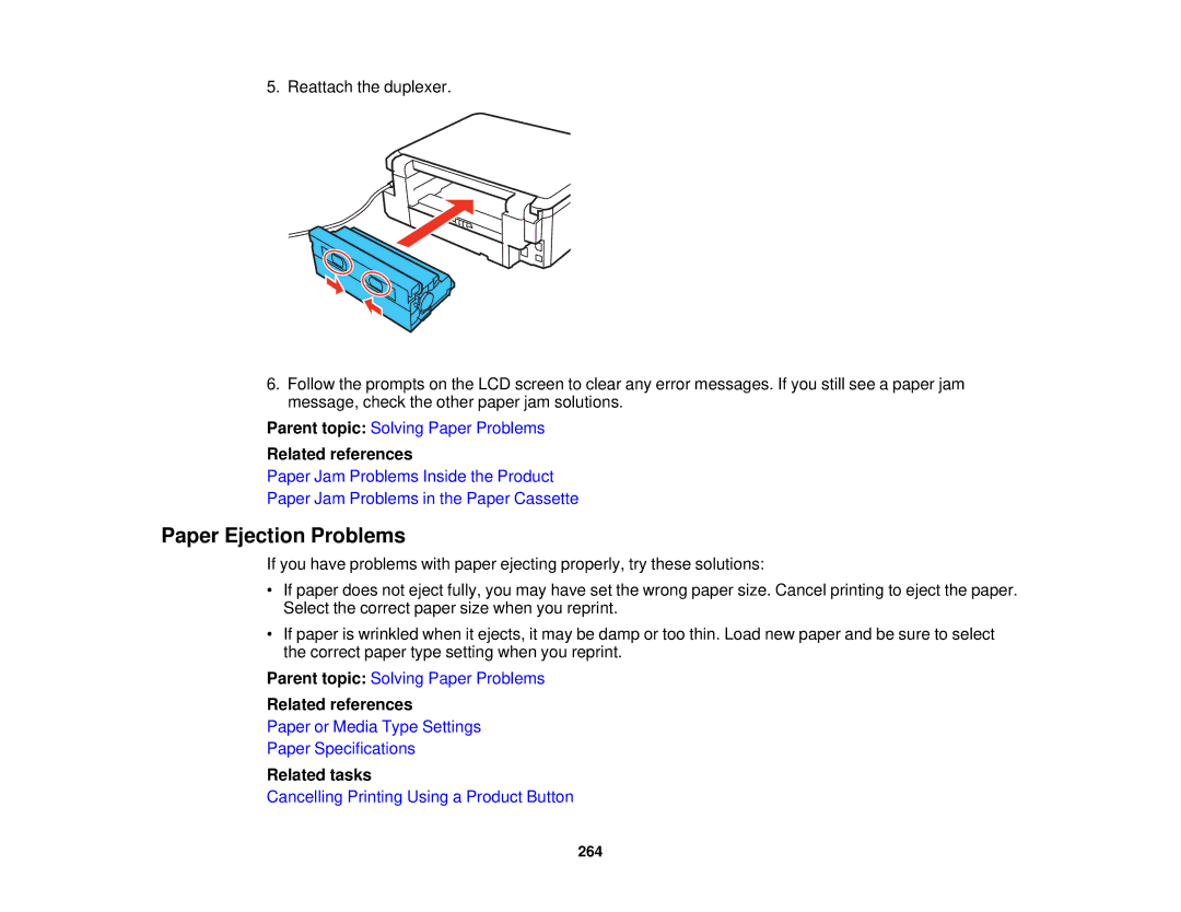 Epson XP-620 manual Paper Ejection Problems, Related tasks 