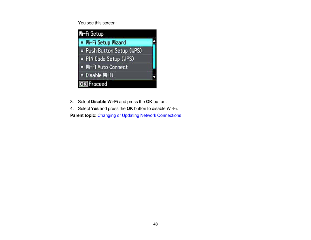 Epson XP-620 manual Parent topic Changing or Updating Network Connections 