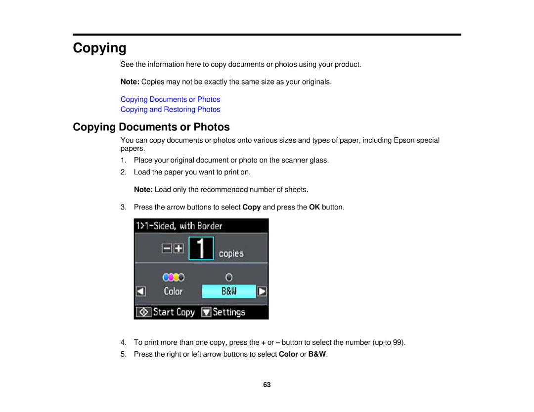 Epson XP-620 manual Copying Documents or Photos 