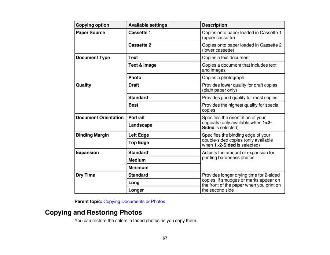 Epson XP-620 manual Copying and Restoring Photos 