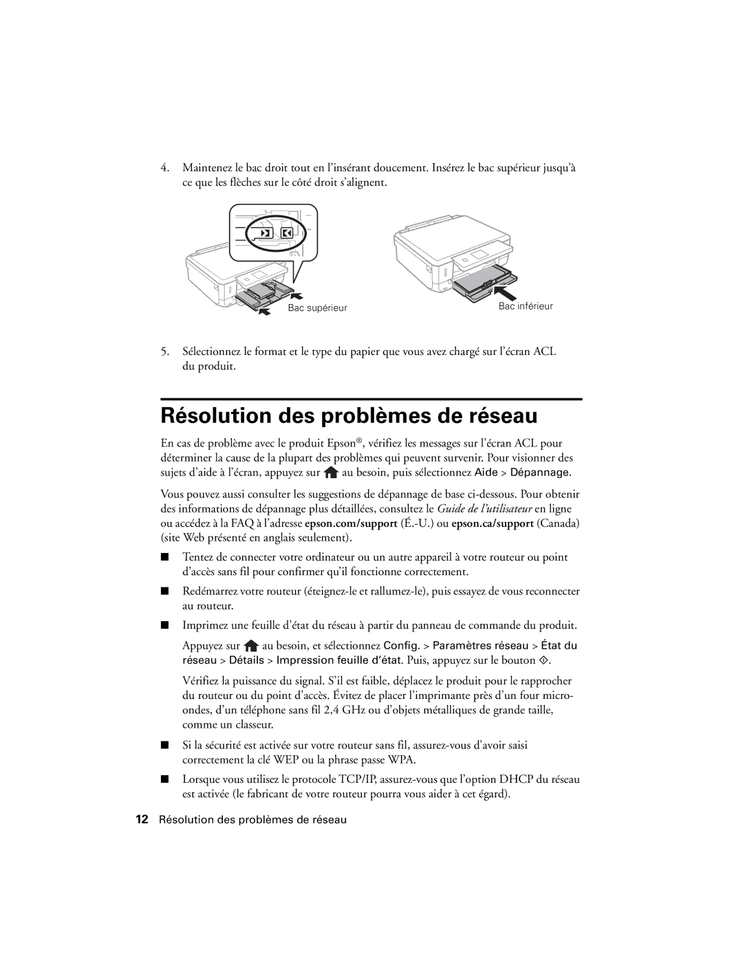 Epson XP-620 manual Résolution des problèmes de réseau 