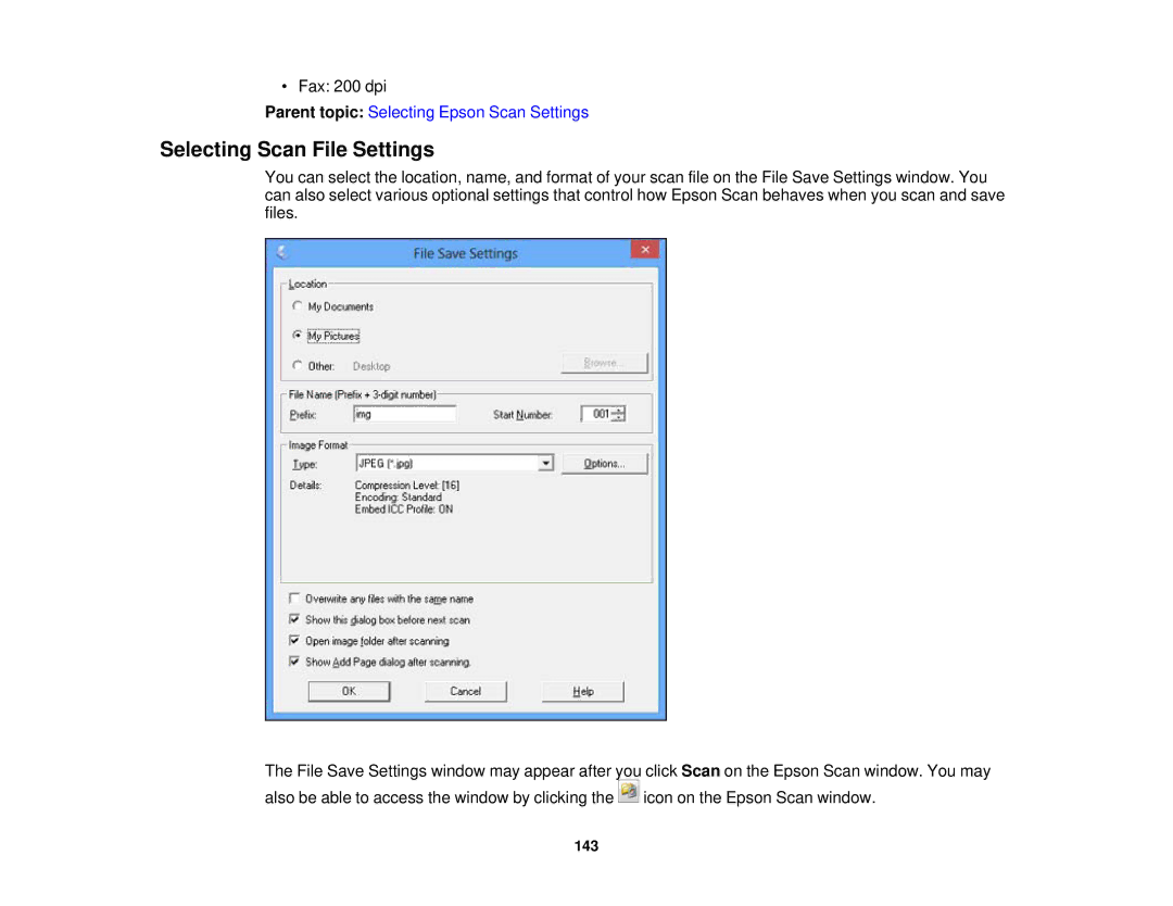 Epson XP-850 manual Selecting Scan File Settings 