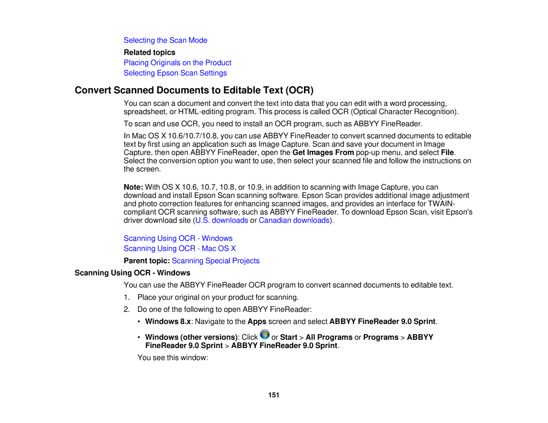 Epson XP-850 manual Convert Scanned Documents to Editable Text OCR, Scanning Using OCR Windows 