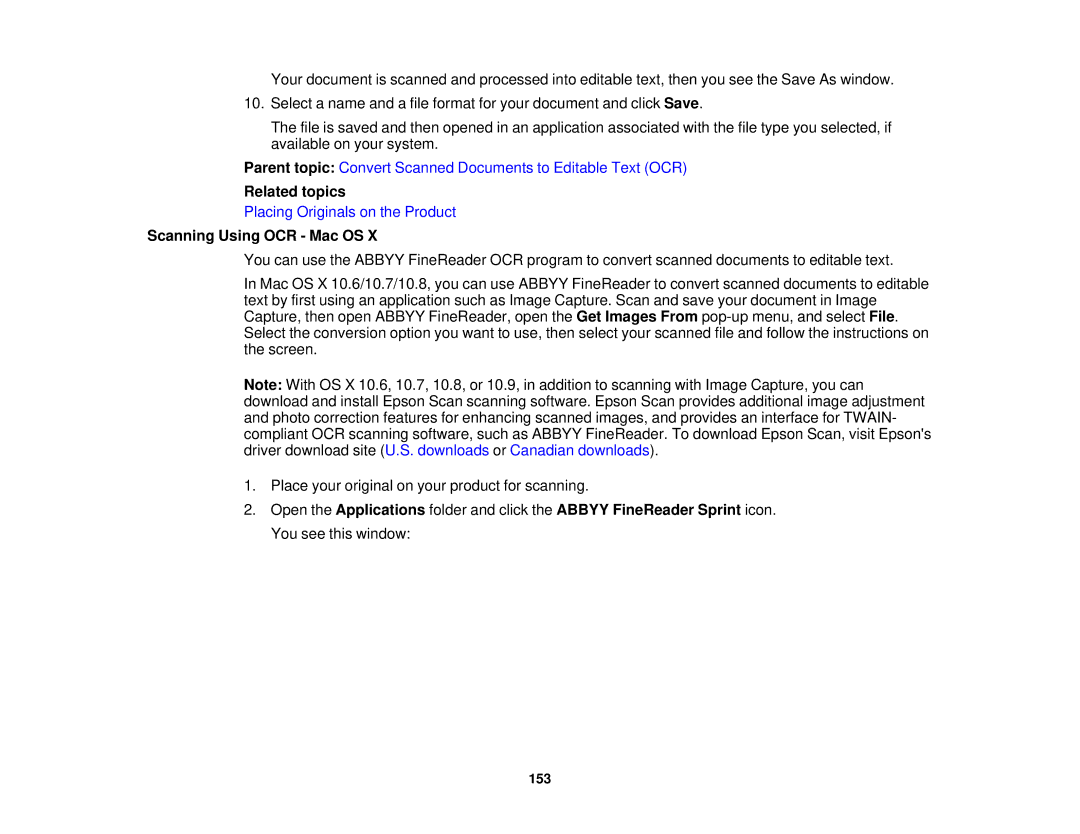 Epson XP-850 manual Scanning Using OCR Mac OS 