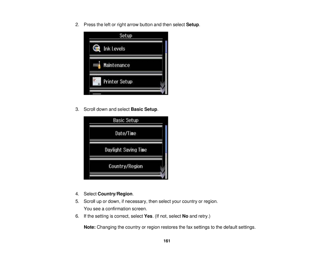 Epson XP-850 manual Select Country/Region 