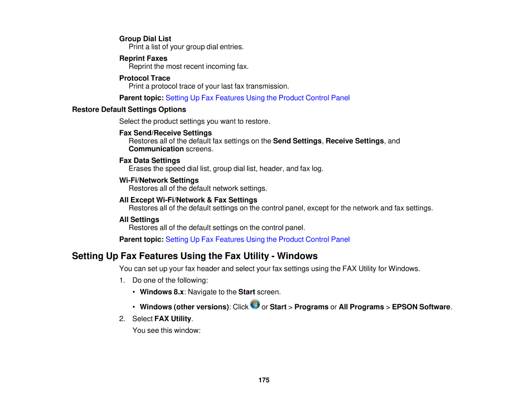 Epson XP-850 manual Setting Up Fax Features Using the Fax Utility Windows 