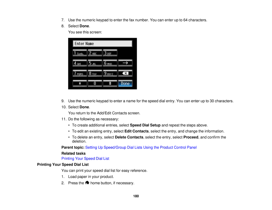 Epson XP-850 manual Printing Your Speed Dial List 