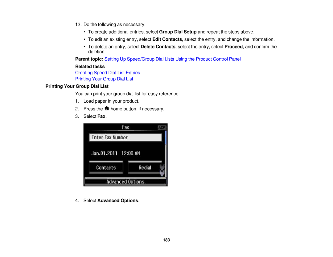 Epson XP-850 manual Related tasks, Printing Your Group Dial List 