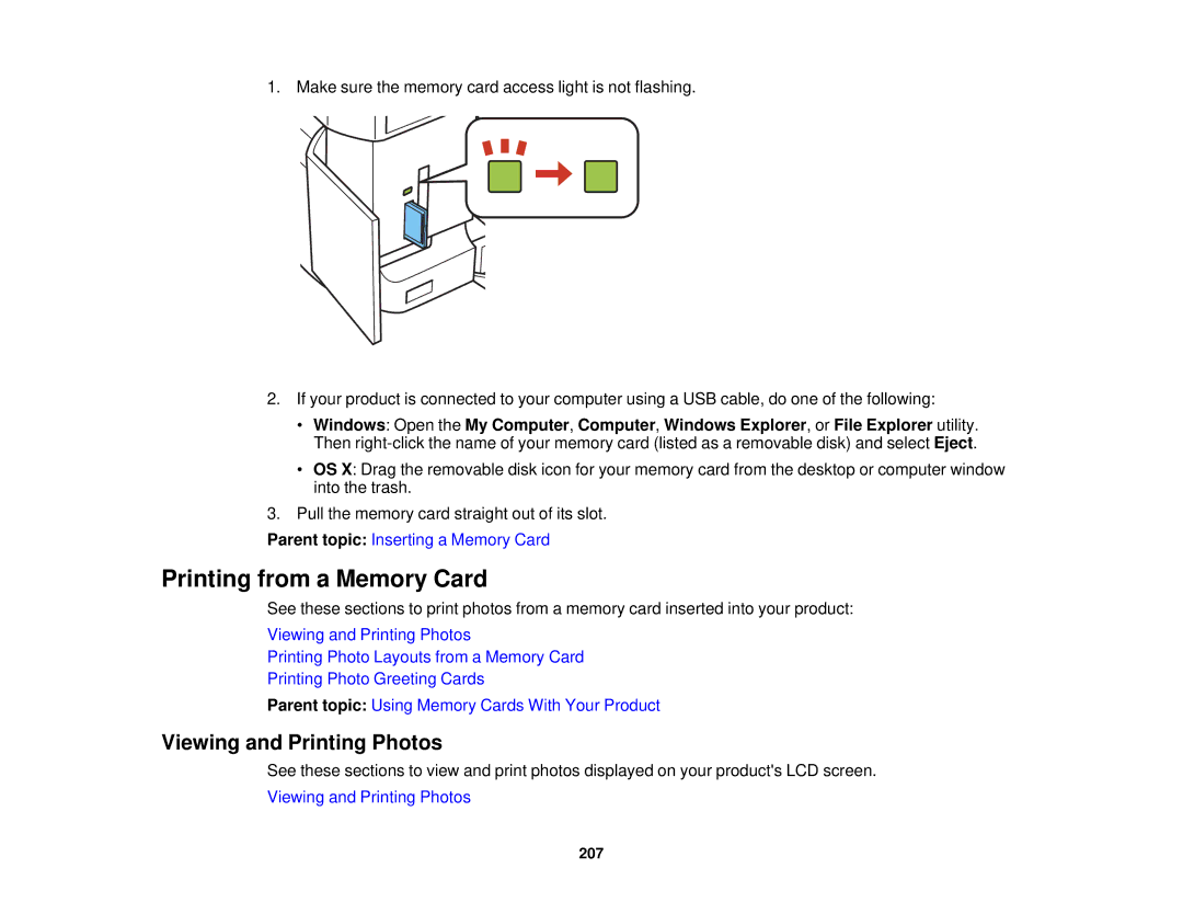 Epson XP-850 manual Printing from a Memory Card, Viewing and Printing Photos 