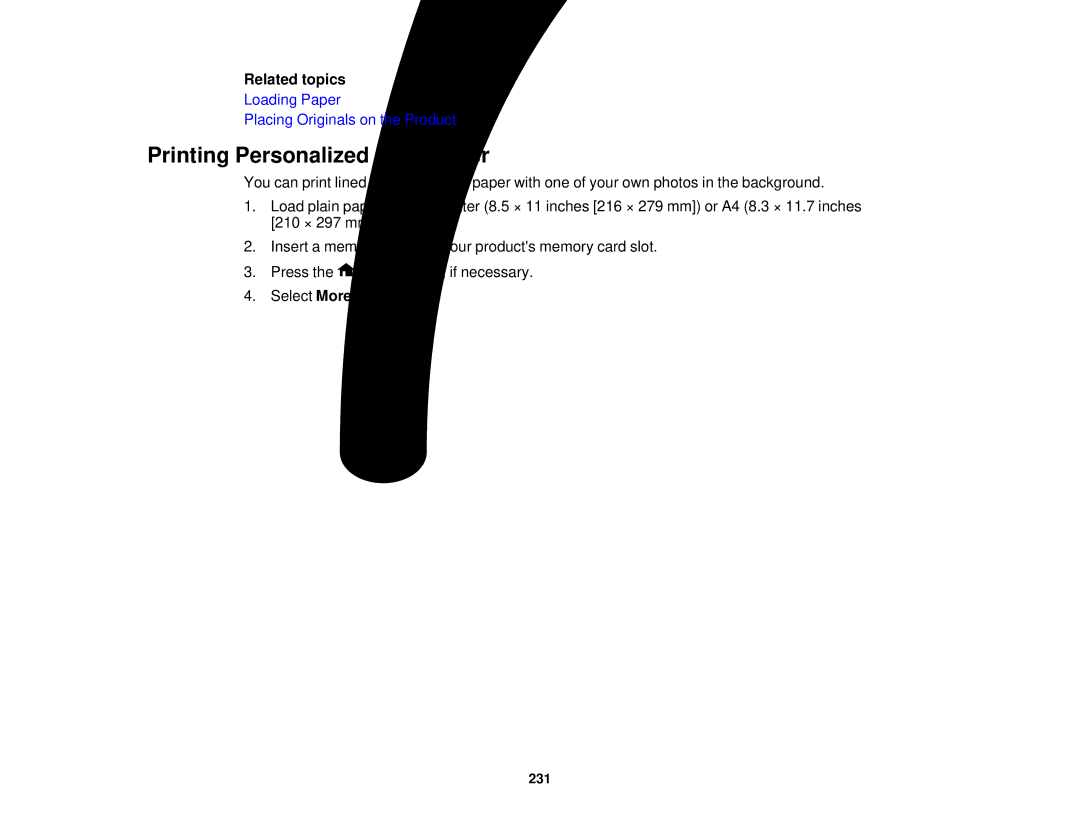 Epson XP-850 manual Printing Personalized Note Paper, Related topics 