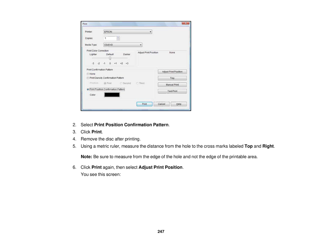 Epson XP-850 manual Select Print Position Confirmation Pattern 