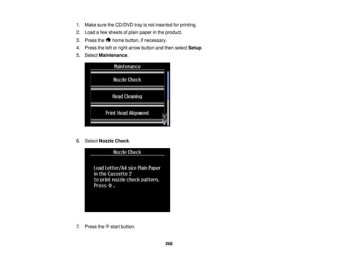 Epson XP-850 manual Select Maintenance Select Nozzle Check 