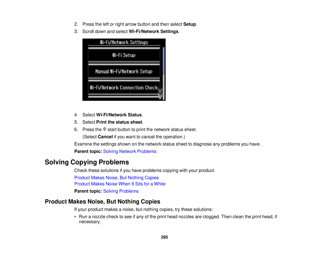 Epson XP-850 manual Solving Copying Problems, Product Makes Noise, But Nothing Copies 