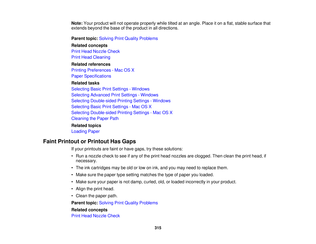 Epson XP-850 manual Faint Printout or Printout Has Gaps 