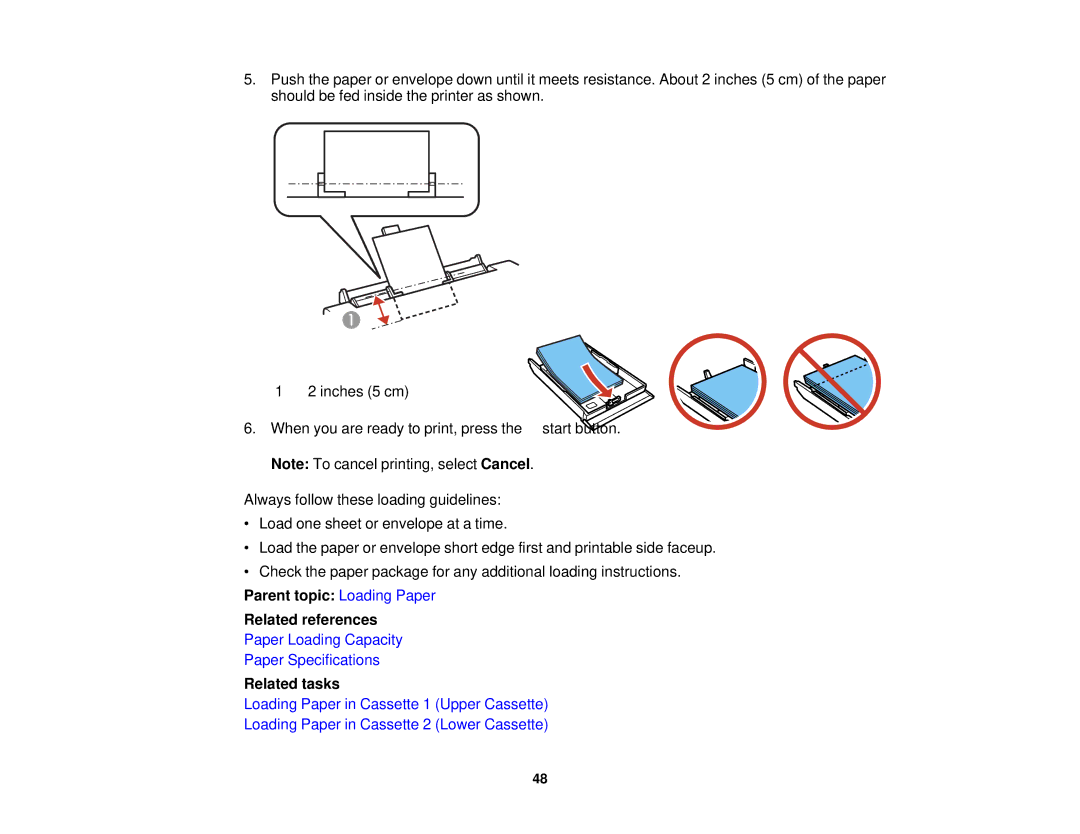 Epson XP-850 manual Paper Loading Capacity Paper Specifications 