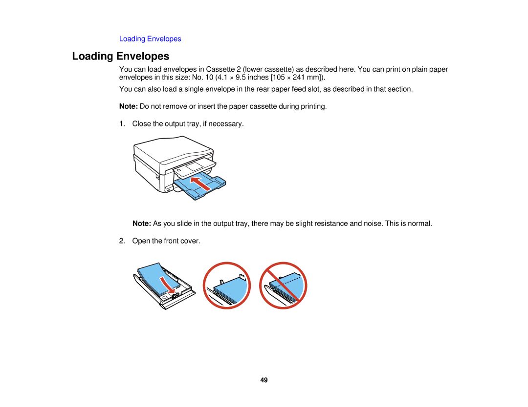 Epson XP-850 manual Loading Envelopes 