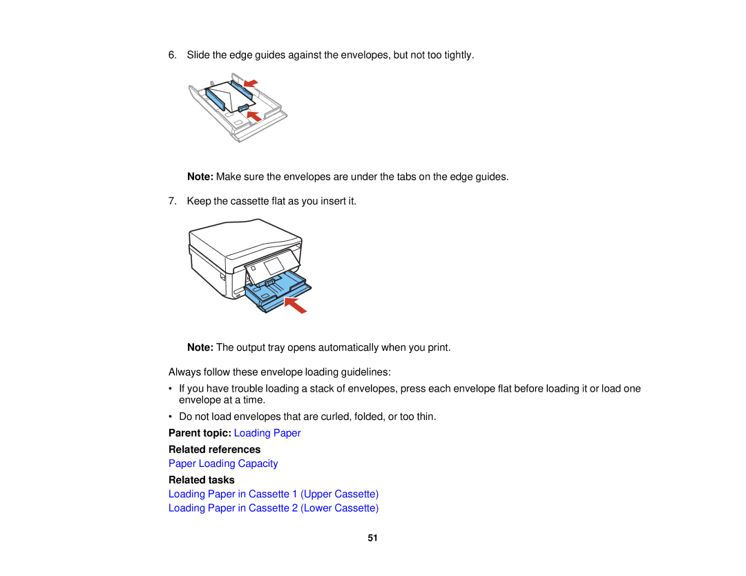 Epson XP-850 manual Parent topic Loading Paper Related references 