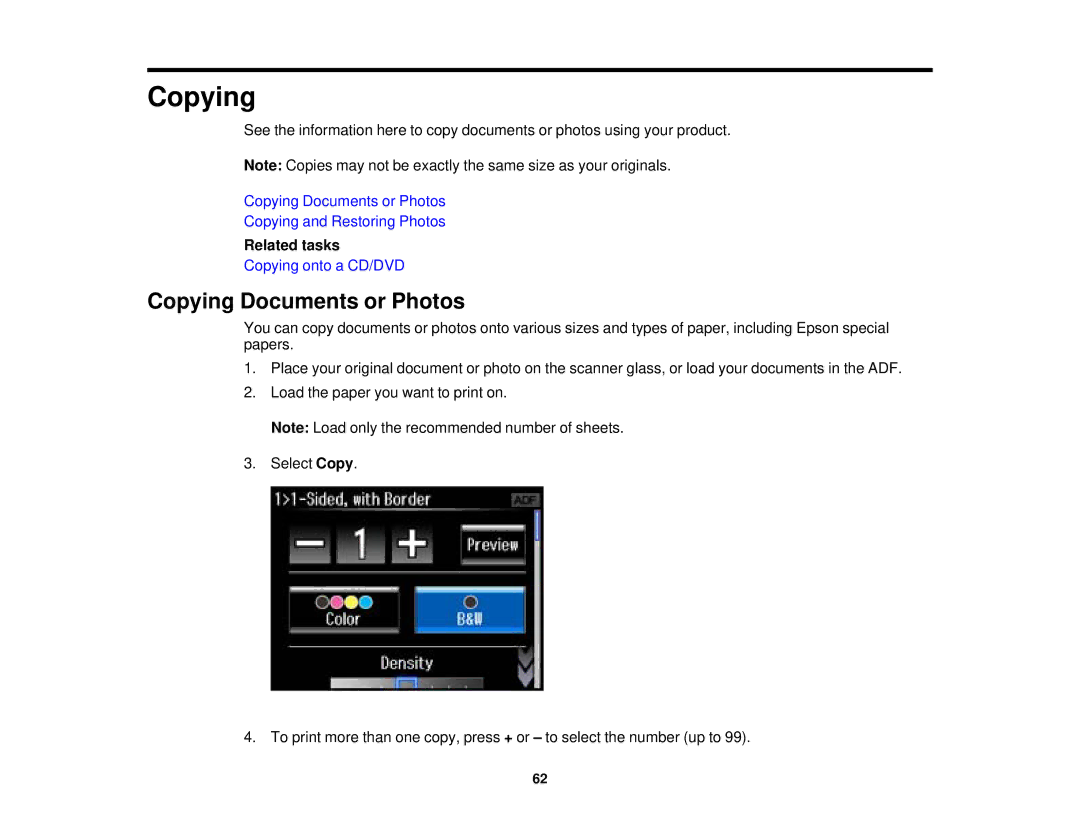 Epson XP-850 manual Copying Documents or Photos 