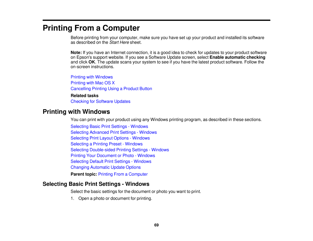 Epson XP-850 manual Printing with Windows, Selecting Basic Print Settings Windows 