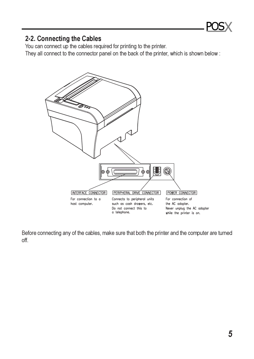 Epson XR510 manual Connecting the Cables 