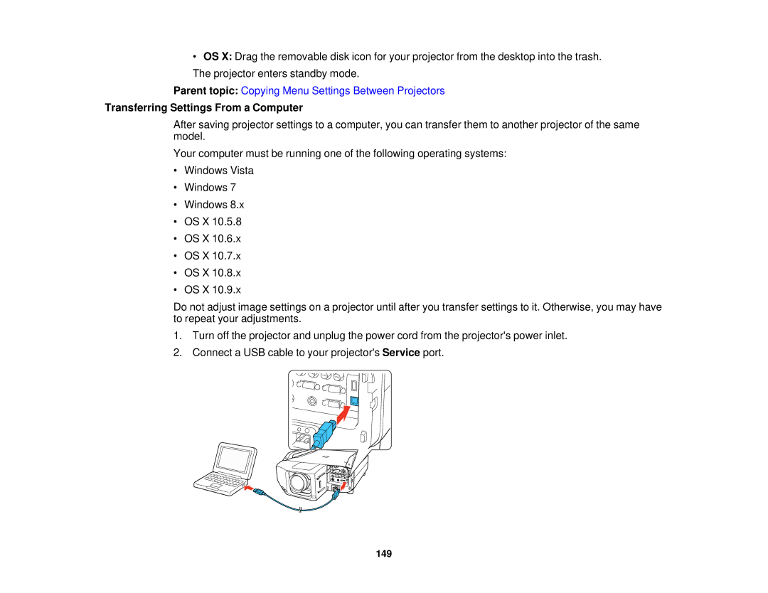 Epson Z9750UNL, Z9870UNL, Z11005NL, Z9900WNL, Z9870NL, Z9800WNL, Z10000UNL, Z10005UNL manual Transferring Settings From a Computer 