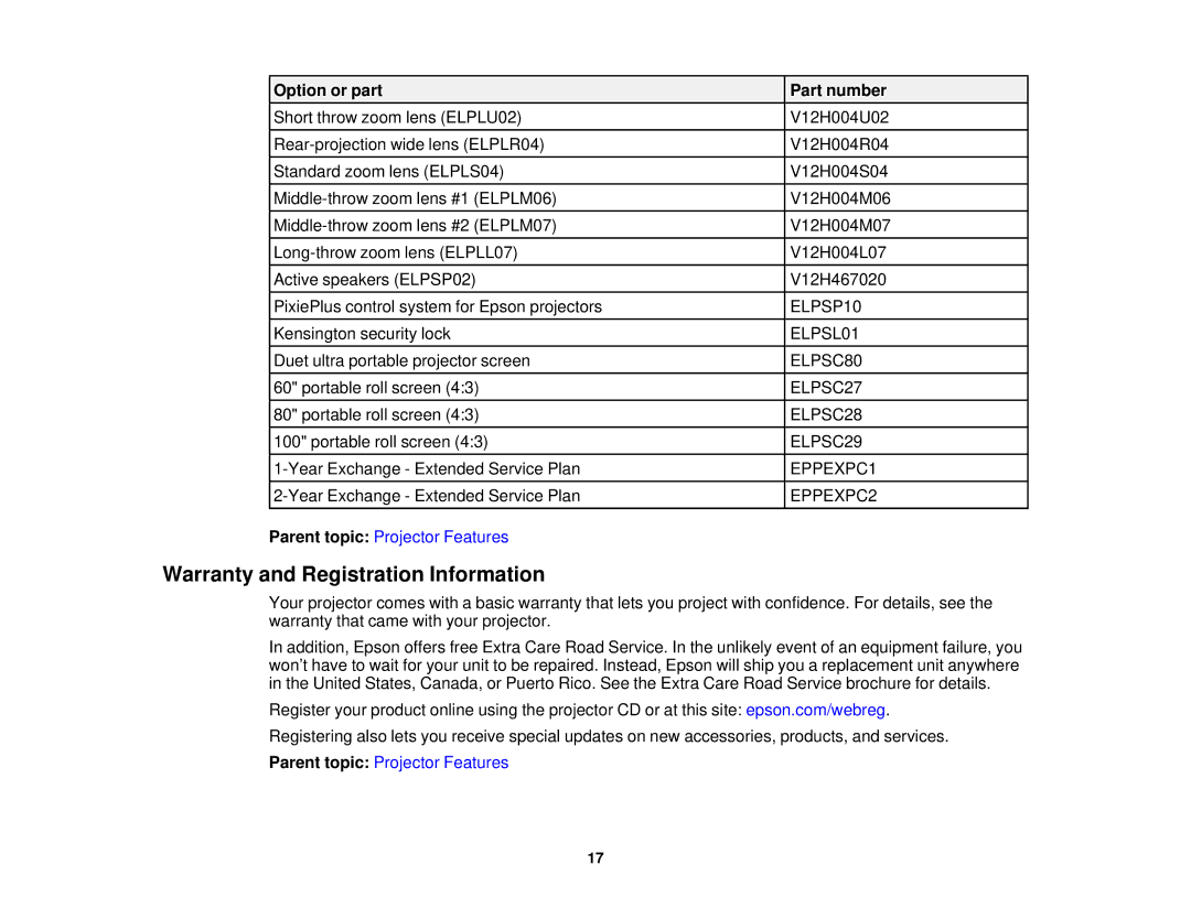 Epson Z11000WNL, Z9870UNL, Z11005NL, Z9900WNL, Z9870NL, Z9800WNL, Z9750UNL, Z10000UNL manual Warranty and Registration Information 